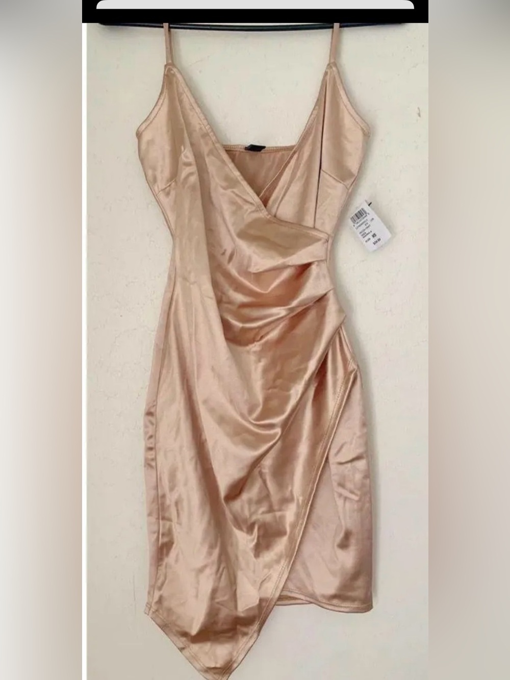 Windsor Asymmetrical Gold Satin
Mini Bodycon Dress